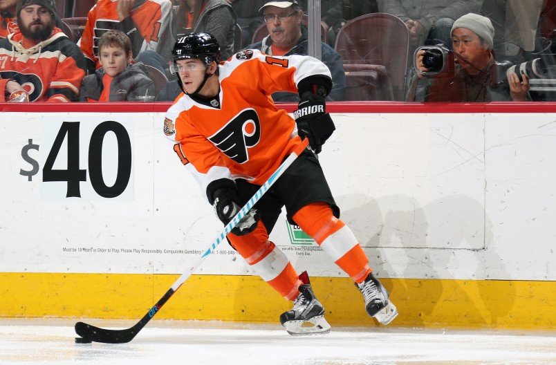 Philadelphia Flyers' Travis Konecny in action during the second